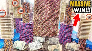 ENORMOUS “POKER CHIP” TOWER CRASH! HIGH RISK COIN PUSHER $1,000,000.00 BUY IN! (MEGA JACKPOT)