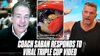 Coach Saban Responds To Viral Triple Cup In The Ferrari Video Of Him | Pat McAfee Show