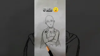 How to Draw Onepunch Man in 5sec,10sec, 5mins, 10mins, 1hrs ,10hrs 🔥 #shorts