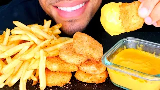 ASMR CHICKEN NUGGETS WITH CHEESE SAUCE FRENCH FRIES MUKBANG EATING MOUTH SOUNDS NO TALKING JERRY