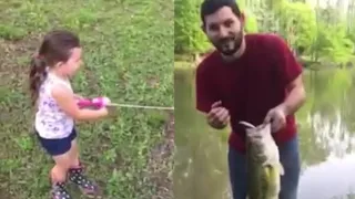 Little Girl Catches Big Fish