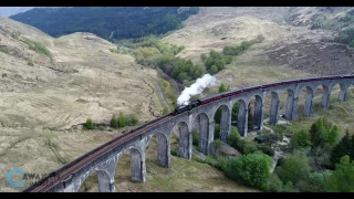 The Jacobite Steam Train on the Glenfinnan Viaduct - Harry Potters Hogwarts Express Drone