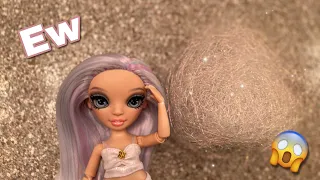 How to remove tinsel from a rainbow high dolls hair + Margot hair washing | Zombiexcorn