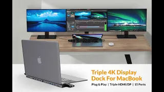 HyperDrive Triple 4K Display Dock for MacBook Pro 2016-2021