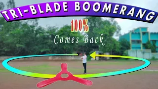 How To Make A Tri-Blade BOOMERANG Out Of Waste Material | How To Make BOOMERANG |