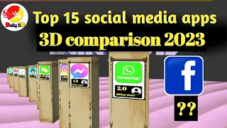 Top 15 social media apps by active users 3d comparison #daily3d #viral #subscribe