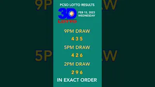 9 PM Lotto Draw Result Feb 15, 2023 Swertres Ez2 #shorts