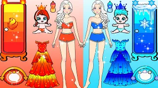 Vestido De Muñeca De Papel - HOT VS COLD Mother And Daughter Elsa - Woa Doll Español