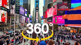 [4K 360°] TIMES SQUARE New York City Walking Tour April 2022