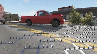 Mobil Kecelakaan Vs Paku Mobil Rusak Terguling Hancur #1 Beamng.Drive Crash