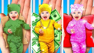 Богатые vs бедные vs супер-богатые родительские хаки! Идеи DIY для беременных от La La Life