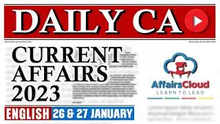 Current Affairs 26 & 27 January 2023 | English | By Vikas | Affairscloud For All Exams