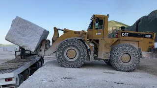 Caterpillar 988B Wheel Loader Loading Marble Blocks On Trucks - Birros Marble Quarries