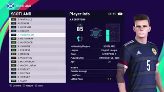 PES 2021 SCOTLAND FACES and RATINGS | Andrew Robertson, Scott McTominay, Tierney.