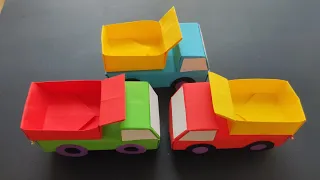 How to make a paper toy dump truck - Origami Easy TH