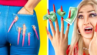 Wearing the Longest Nails for 24 Hours! / Girl Problems with Long Nails!