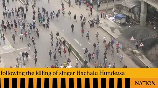 Ethiopians protest in July 2020 following the assassination of singer Hachalu Hundessa