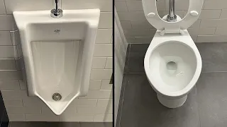 Newer Zurn Urinals and Toilets at an auditorium (Full-shoot)