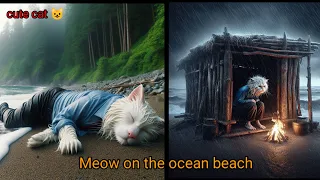 Meow on the ocean beach, The meow plane fell. part 1