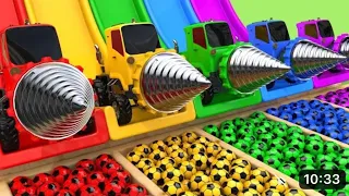 Drill Construction Vehicles ToyAssembly Car VS School Bus SoccerBall with Learn Colors for Kids