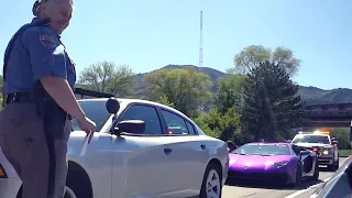 COLORADO STATE POLICE SMILE AS  PURPLE LAMBORGHINI GETS TICKET!