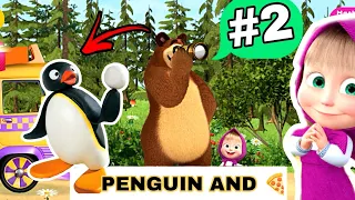 Masha and the bear pizza maker 😄 Part -2 (penguin 🐧 🍕 time) #cartoon game for kids 😜