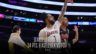 D'Angelo Russell drops 34 points & 8 assists in win vs Portland