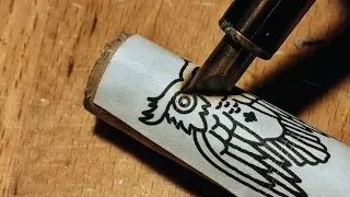 Pyrography | Burning The Peter McKinnon / James Coffee Co Owl Logo Into A Pen