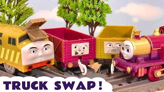 TRUCK Swap Toy Train Story with Diesel 10 and Lady's Trucks