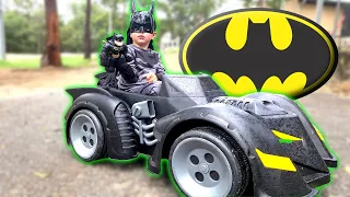 Kids Drive Cars | Batman Ride On Car | Kids Drive Batmobile Car | Ride on Cars Billy and Cheryl Show