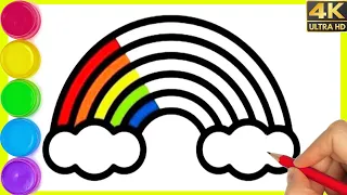 How to draw a rainbow and cloud drawing || Cute rainbow drawing || Step by step rainbow drawing ||
