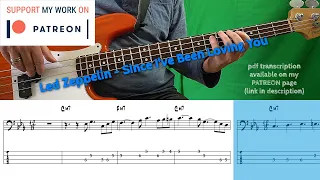 Led Zeppelin - Since I've Been Loving You (Bass cover with tabs)