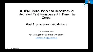 26th IPM Seminar #3: UC IPM Online Tools & Resources for IPM in Perennial Crops