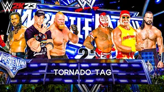 WWE 2K23 - ROMAN, BROCK & JOHN vs REY MYSTERIO  , HOGAN & MCINTYRE | TORNADO TAG AT WRESTLEMANIA |