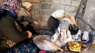 Baking bread by village women (iran 2023)