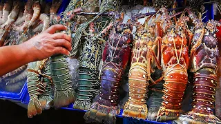 Thai Street Food - GIANT RAINBOW LOBSTER Hua Hin Seafood Thailand