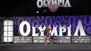 IFBB Pro Logan Franklin posing at the 2017 Mr Olympia
