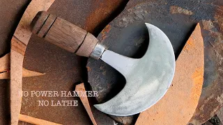 MAKING A HALF-MOON KNIFE USING A FEW BASIC TOOLS ( NO POWER HAMMER AND NO LATHE )