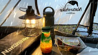 SOLO CAMPING IN HEAVY RAIN, RELAXING IN THE TENT ACCOMPANIED BY THE SOUND OF RAIN • ASMR