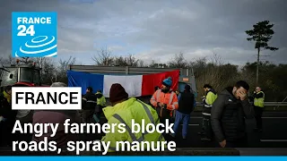 Angry French farmers block roads, spray manure at public building • FRANCE 24 English