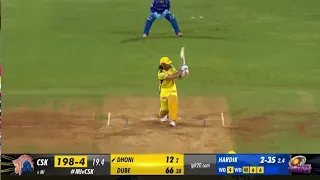 MS Dhoni hit Sixes Hat-trick on Hardik Pandya last over | Dhoni 20 run in 4 ball batting Highlights