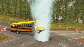 Cars vs Erupting Geyser - BeamNG.drive