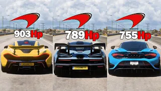 FH5 Drag Race - Mclaren P1 Vs Senna Vs Mclaren 765LT