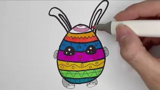 Happy Easter | فكرة للرسم على البيض - رسم بيضة خطوة بخطوة - رسم سهل