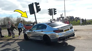 BMW CRASH At Car Meet! - Modified Cars Leaving Tucked!