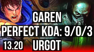 GAREN vs URGOT (TOP) | 9/0/3, Legendary, 1.1M mastery | NA Master | 13.20