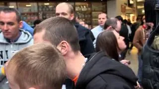 RICKY BURNS GIVES THE SCOTTISH FANS TIME FOR PHOTOS AFTER HIS WEIGH IN WITH JOSE GONZALES