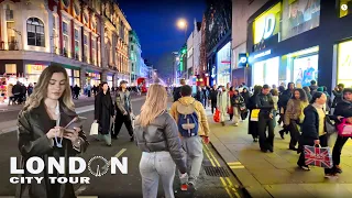 🚶‍♂️Walking in London's OXFORD STREET - February 2024, Central London Night Walk 4K