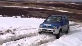 Suzuki Jimny attacking deep snow.