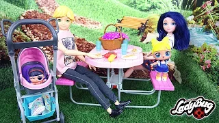 Miraculous LOL Family Surprise Camping, Picnic, Tente Une Nuit à la belle étoile Dolls story